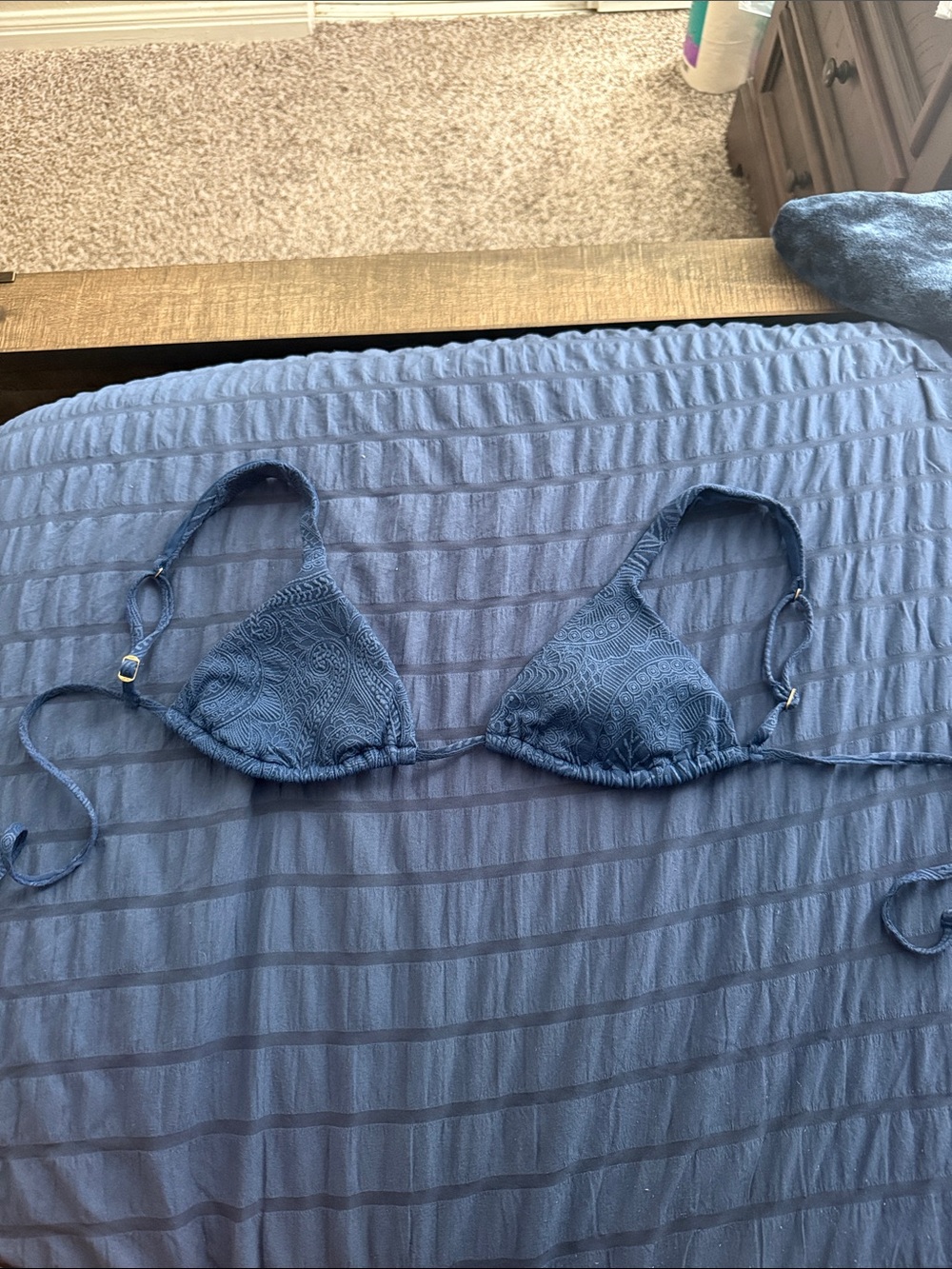 Hollister Blue Lace Triangle Bikini Top
